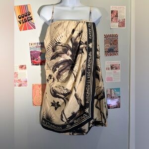 H&M Beige and Black Tropical Sarong